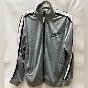 Nike Gray Track Jacket Mens Large Full Zip Fleece Lined
